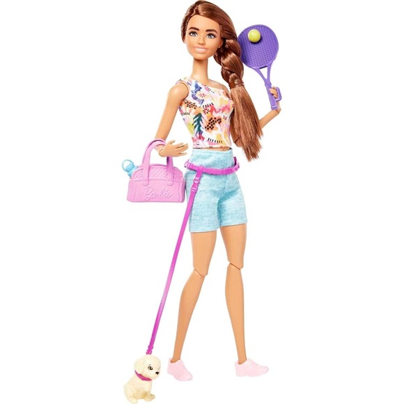 Does not apply Other - Barbie Self-Care Posable Doll, Brunette Workout Doll with Puppy and Accessories